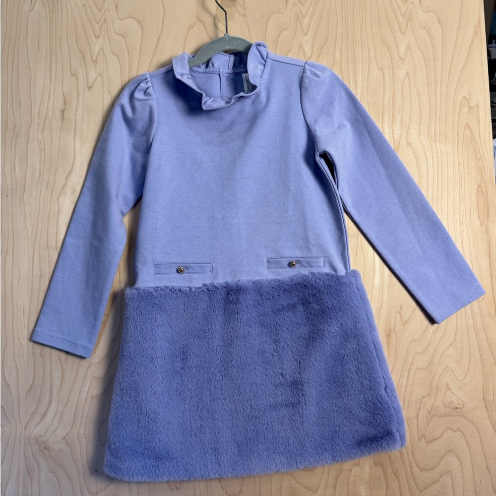 Janie and Jack purple faux fur dress size 6 nwt